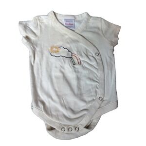 Hanna Andersson Organic Cotton Snap Sun/Cloud/Rainbow Ivory Bodysuit Sz 3-6 Mos